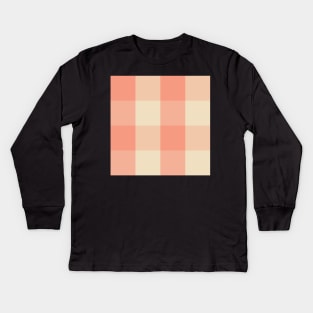 Peach and Cream Gingham Check Pattern | Cottage Core Prairie Style Kids Long Sleeve T-Shirt